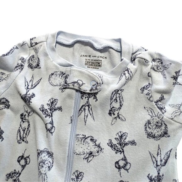 Rabbit & Carrot Long Sleeve Zip Footies - Janie And Jack 12-18m - Picture 4 of 5